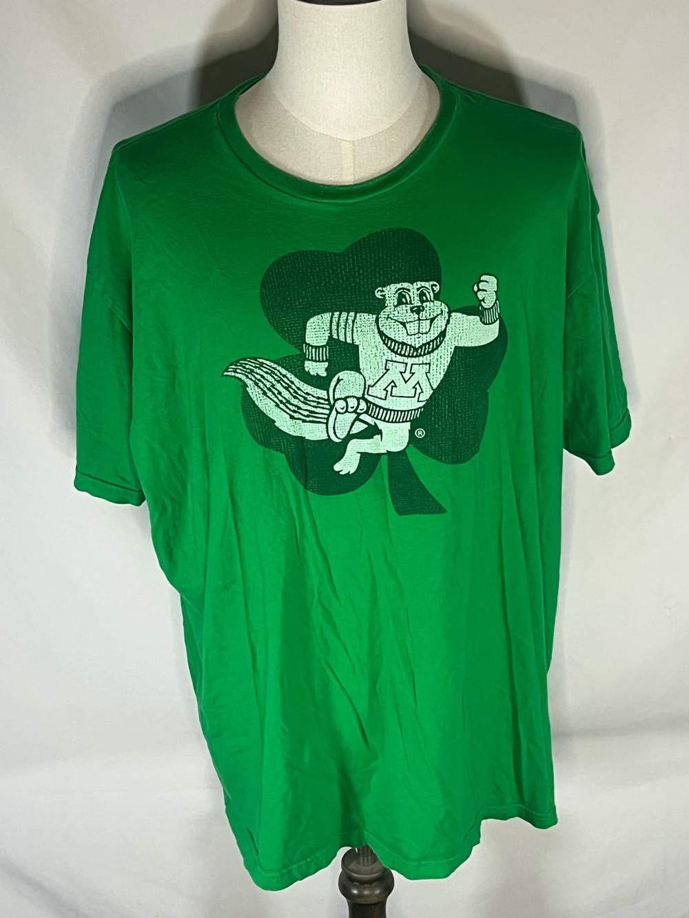 Next Level University Of Minnesota Gophers Green Goldy Shamrock Mens T-Shirt 3XL